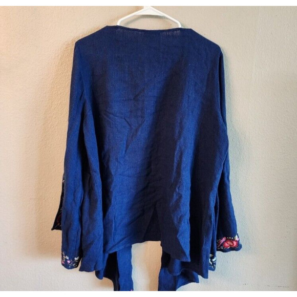 Market & Spruce Linen jacket with embroidery womens size 1X Floral Kimono - Picture 5 of 7